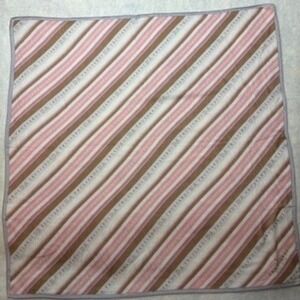 VTG TRUSSARDI Scarf Handkerchief Stripe Chain Print Pink Brown Cream 20"